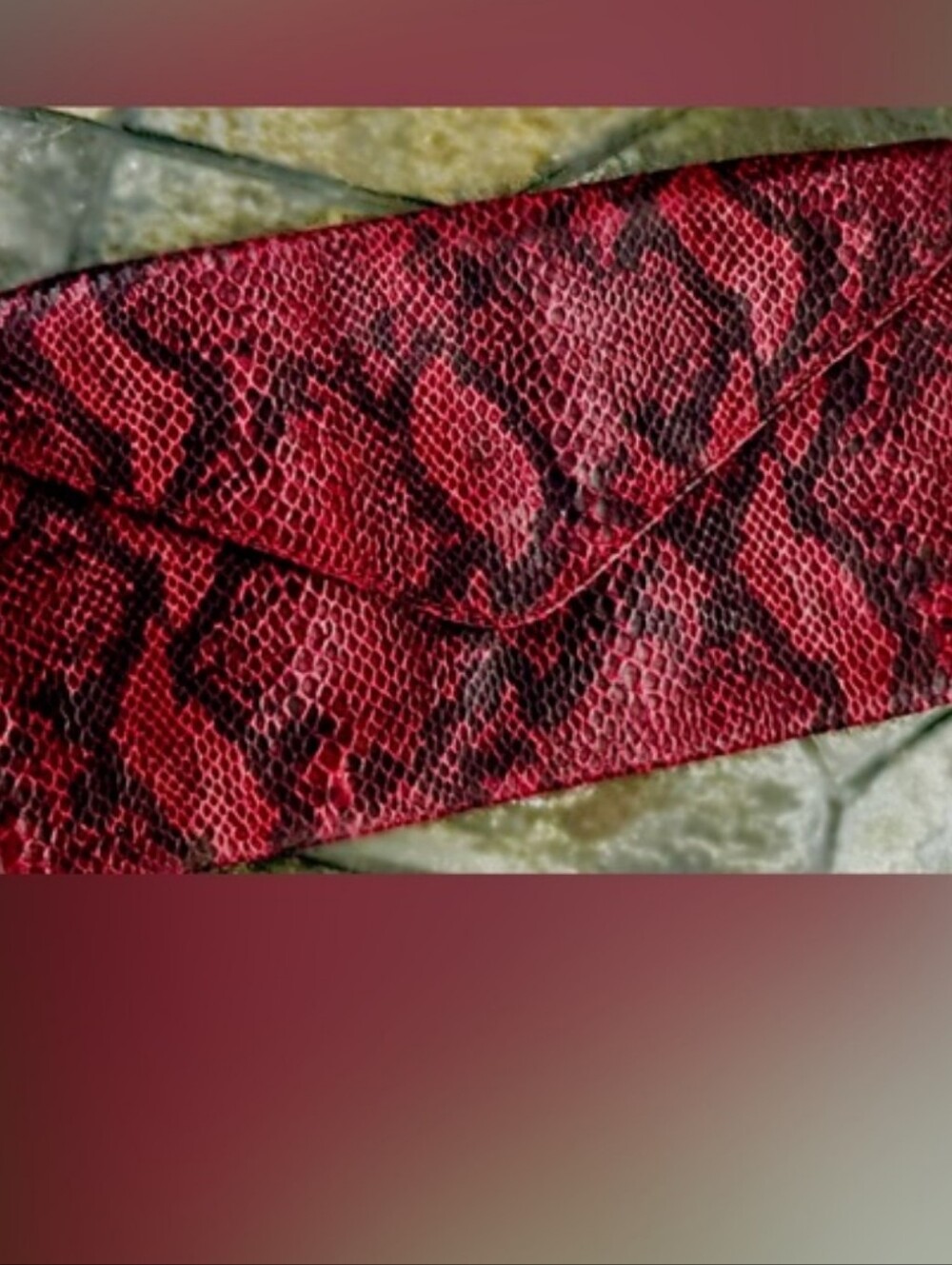 Mossimo Supply Co. Red and Black Snakeskin-Trim Clutch